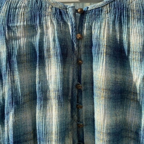 Maeve Anthropologie Cavallon blue plaid blouse - Picture 3 of 5